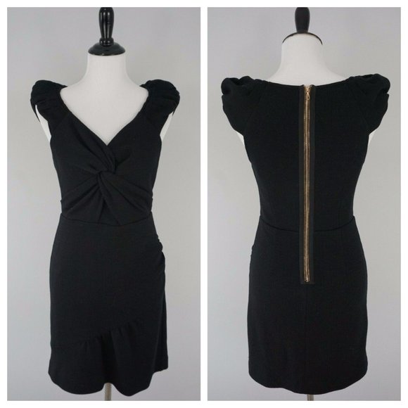 Leifsdottir Anthropologie Black V-Neck Wool Dress - Picture 2 of 4